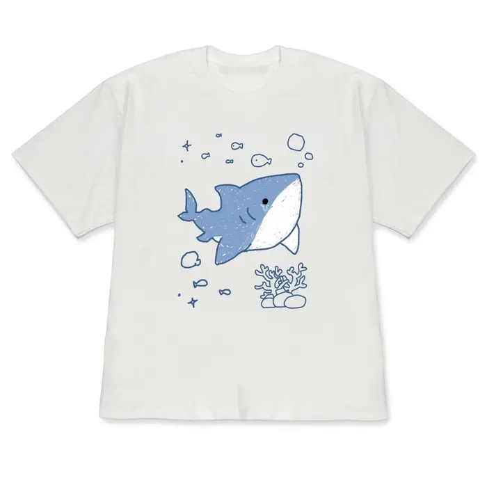 T-shirt à manches courtes avec motif de requin mignon, esthétique océanique minimaliste, haut décont