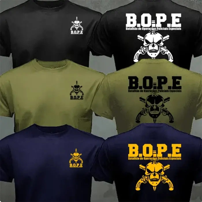 Brésil BOPE Elite Force Spéciale T-shirt Noir Beige Blanc Coton O-cou D'été À Manches Courtes Décontracté Hommes