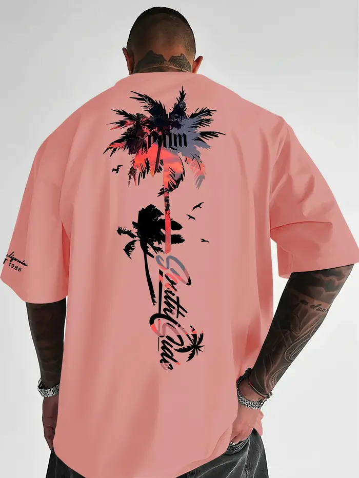 Nouveau T-shirt graphique palmier coucher de soleil tropical 2026