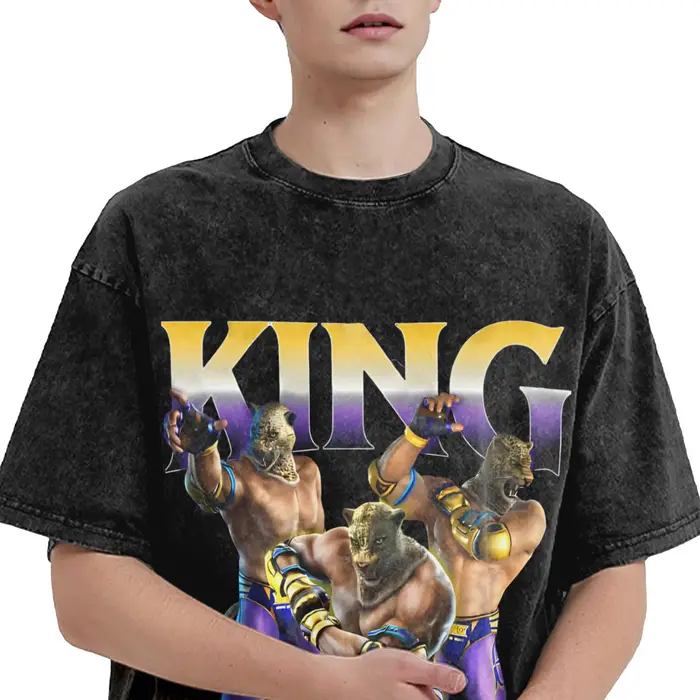 Tekken 8 roi lavé T-Shirt hommes esthétique T-Shirts occasionnels été col rond Hip Hop