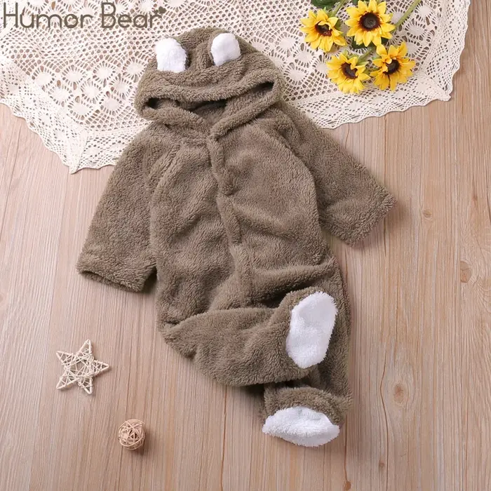 Humor ours automne dessin animé Style hiver à manches longues bébé garçons filles barboteuses enfant en bas âge enfants