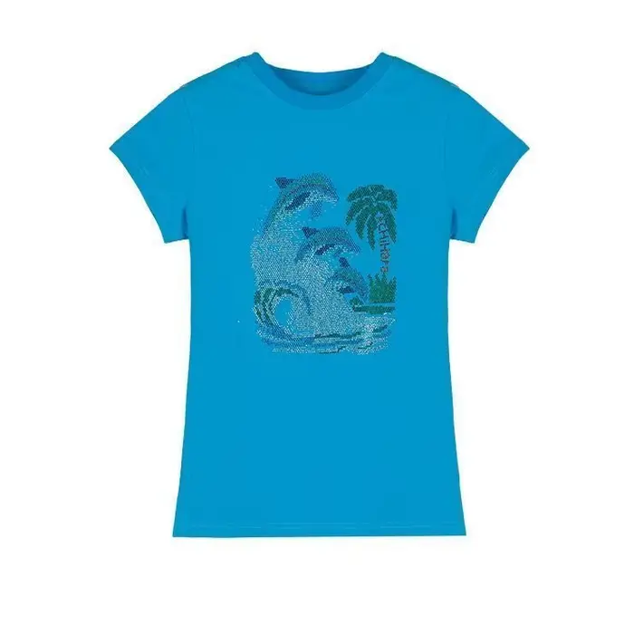 T-shirt bleu pour femmes, haut décontracté d'été à manches courtes, Slim et polyvalent