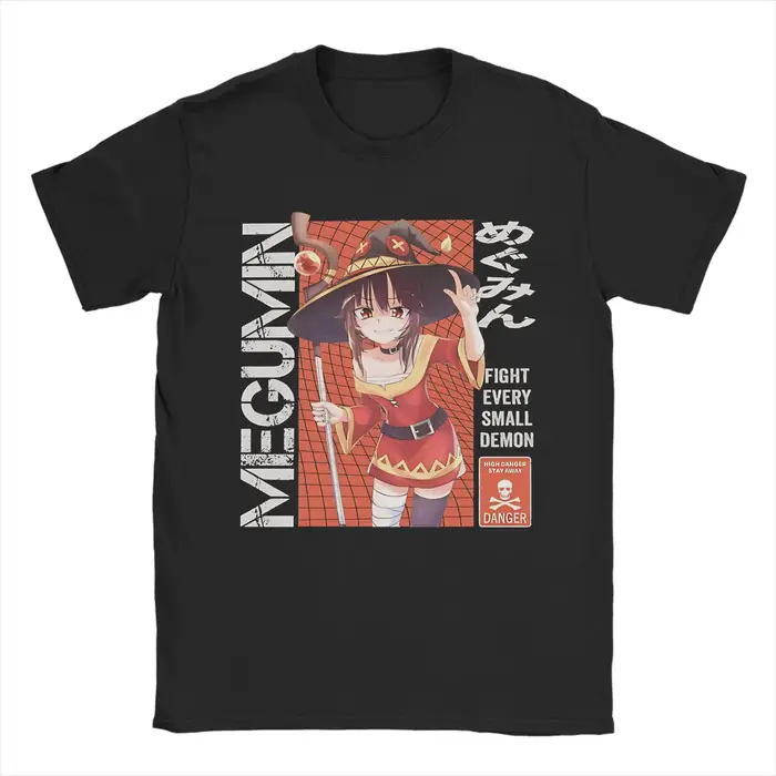 Megumin KonoSuba T-shirt pour hommes en coton, T-shirts fantaisie à col rond, hauts à manches courte