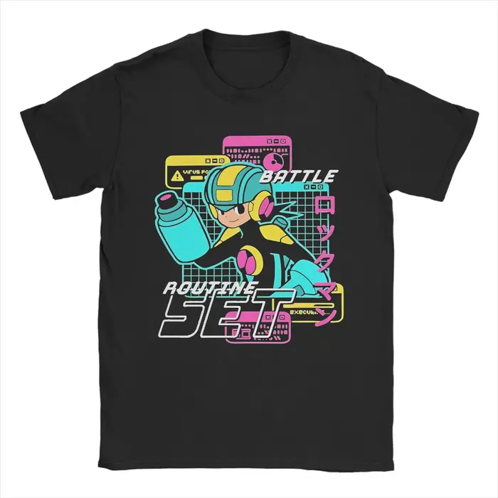 T-shirts imprimés Mega Man Robot World Game pour hommes et femmes, t-shirt en coton 100% à thème sci