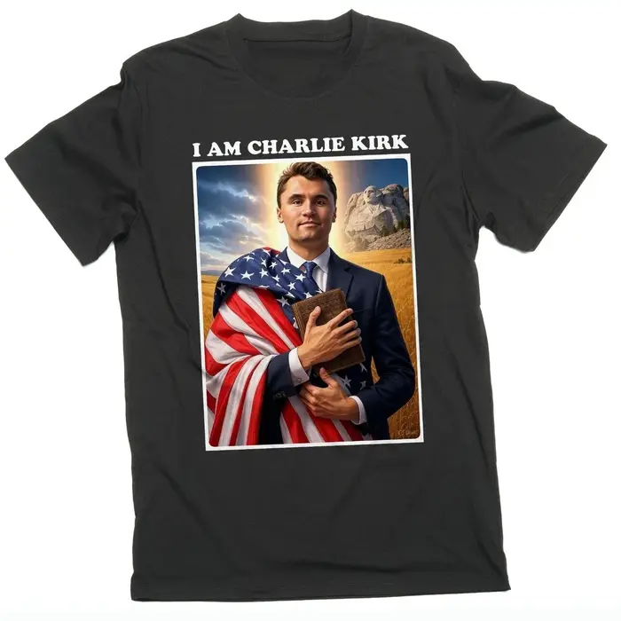 T-shirt imprimé I Am Charlie Kirk Patriotic USA Christian Jesus, vêtement confortable et respirant, 