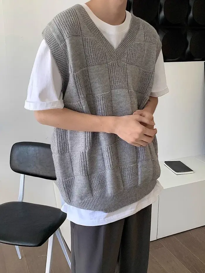 Chandails tricotés sans manches pour hommes