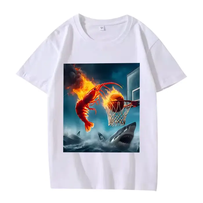 Crevettes Dunking on Shark graphique t-shirt rétro pêche Meme t-shirt femmes à manches courtes été h