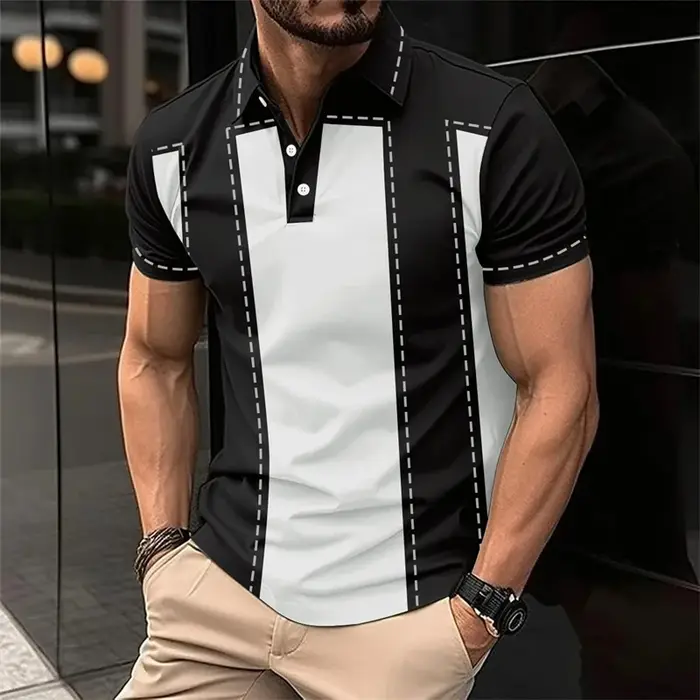 Polo à rayures colorées pour hommes