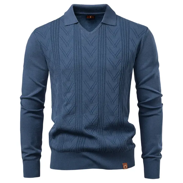 AIOPESON 2025 Polo Henley moderne pour hommes couleur unie à manches longues mode coupe avant luxe affaires Social Premium haut masculin