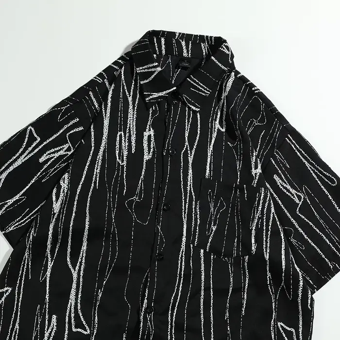 Chemise noire à manches courtes pour hommes