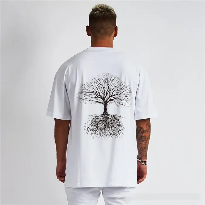 T-shirt à capuche imprimé arbre de vie pour hommes