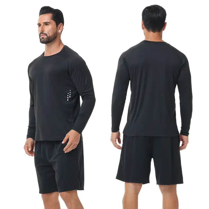 T-shirt à manches longues UPF 50+ pour hommes, haut respirant anti-UV, pull pour la pêche sportive, 