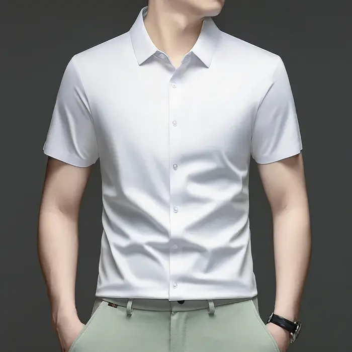Chemise d'été pour homme, construction sans couture, haute élasticité, entretien facile pour un conf