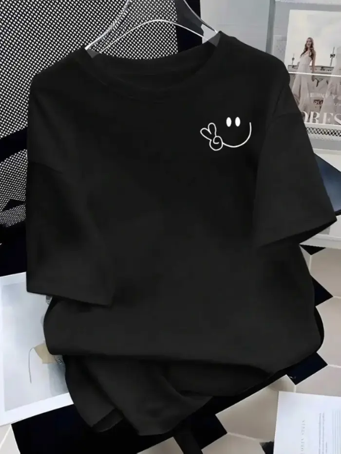 T-shirt décontracté unisexe à manches courtes et col rond