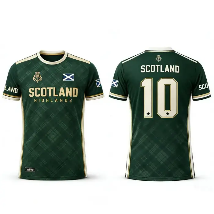 T-shirt imprimé drapeau écossais 2026 – Maillot de football respirant et à séchage rapide pour homme – Tenue d'entraînement quotidienne – Cadeau pour supporter