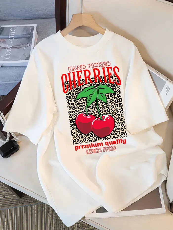 T-Shirt manches courtes col ras du cou pour femme, vêtement ample, multicolore, avec impression de c