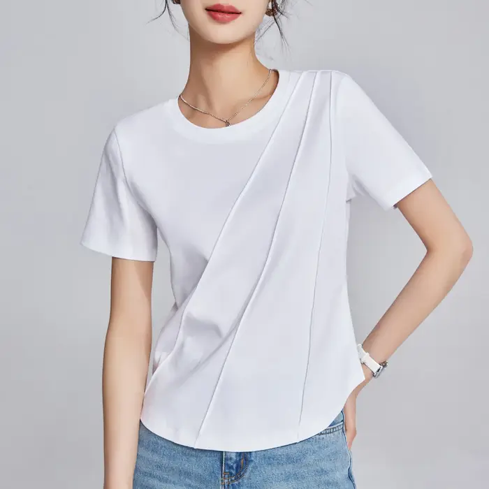 T-Shirt surdimensionné pour femmes, en coton soyeux rafraîchissant, épaules en os, coupe cintrée, co