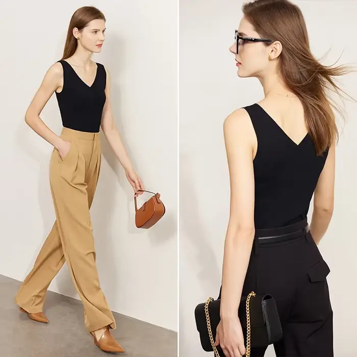 AMII minimalisme débardeur pour femmes 2025 été nouveau polyvalent col en v ajustement tricoté gilet