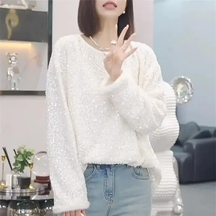 T-shirt à manches longues à col rond pour femme, chemise basique simple, polyvalent et amincissant, 