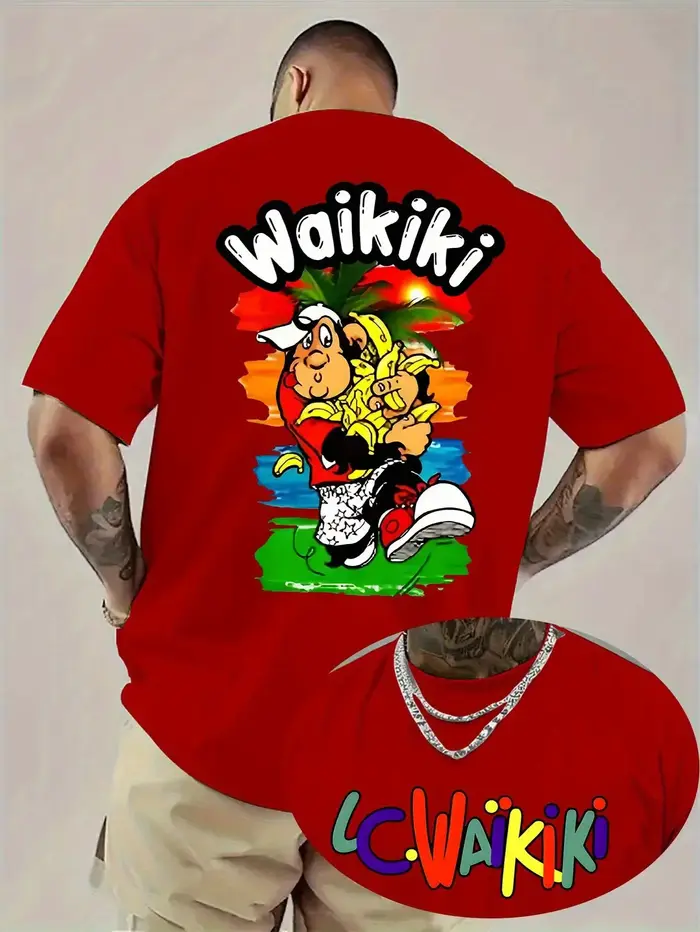 T-shirt en coton pour hommes Waikiki T-shirts graphiques de Surf hawaïen