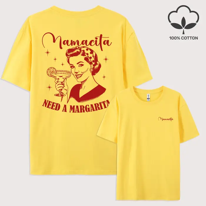 Mamacita a besoin d'une Margarita imprimé homme T-Shirt été nouveau ample à manches courtes col rond coton t-shirts à la mode tout-Match vêtements