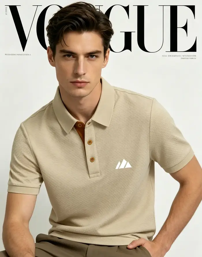 Polo jacquard pour homme avec logo en forme de montagne