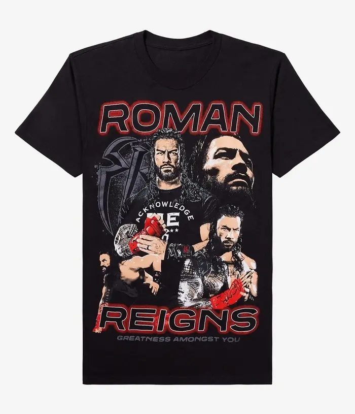 T-shirt unisexe 100 % coton avec graphiques du lutteur Roman Reigns