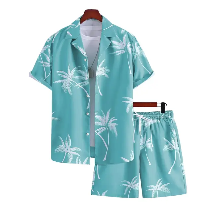Nouvel ensemble décontracté homme : chemise à revers et short