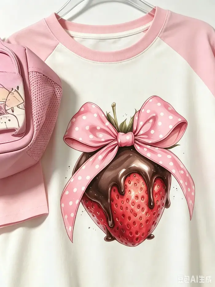 T-shirts tendance à motif fraise pour femme et fille
