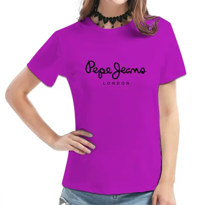 T-shirt à manches courtes bordeaux pour femmes - Imprimé graphique typographie du script de Londres