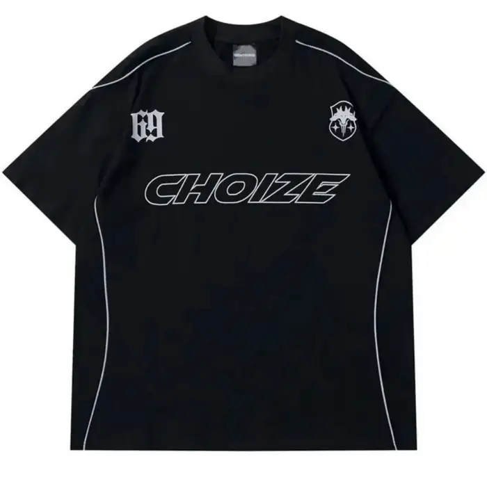 T-shirt col rond en polyester micro élastique respirant pour hommes, à la mode, 69 lettres imprimées