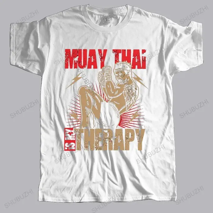 Muay Thai thérapie T-shirt pour hommes pur coton urbain T-shirt manches courtes thaïlande Art Martia