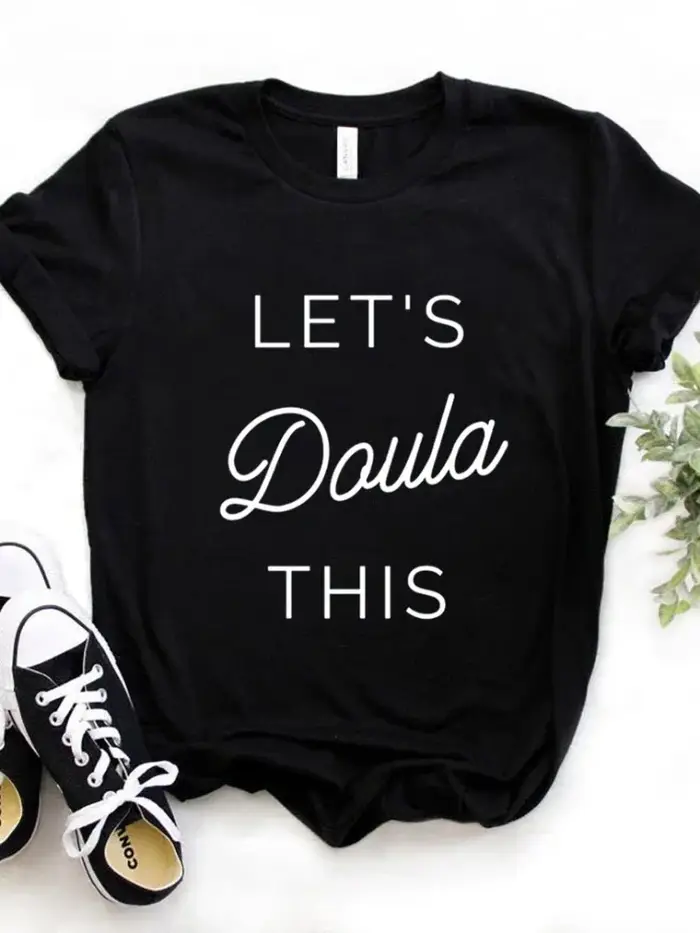 Let's Doula-T-shirt à manches courtes et col rond pour femme