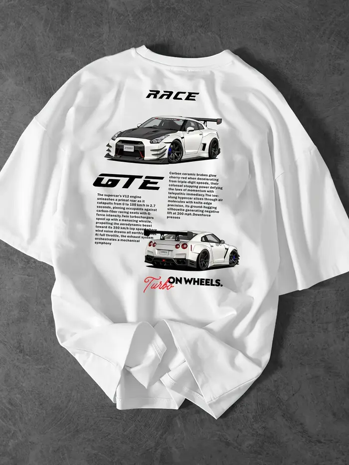 T-shirt pour homme avec imprimé graphique de voiture de course