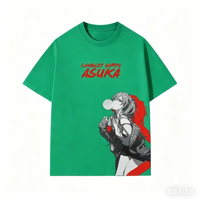 T-shirt à manches courtes Asuka d'animation japonaise, été, Eva, pour hommes et femmes, en pur coton, à manches courtes, ample, tendance, décontracté