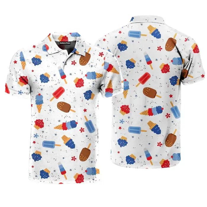 Harajuku manches courtes hommes polos crème glacée impression 3d revers homme haut nouvel été surdimensionné