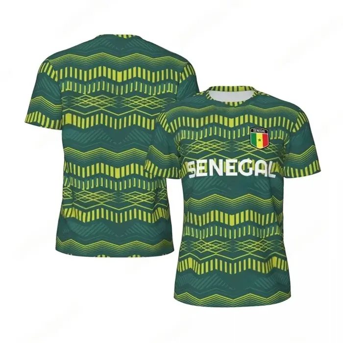 Mode drapeau du sénégal graphique Football T-shirts pour hommes tendance 3D emblème national imprimé