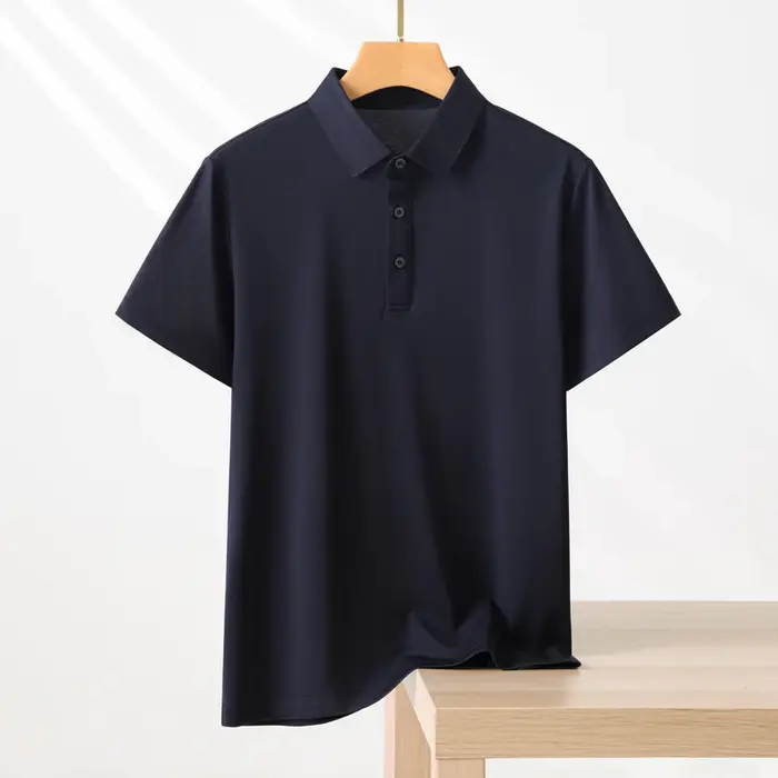 T-shirt Polo Homme Couleur Unie Manches Courtes Été Décontracté Ample Tendance Laisel Modal Tricoté