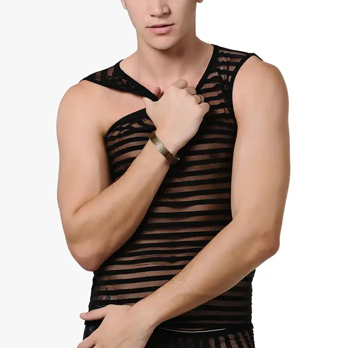Débardeur Transparent à rayures noires pour hommes