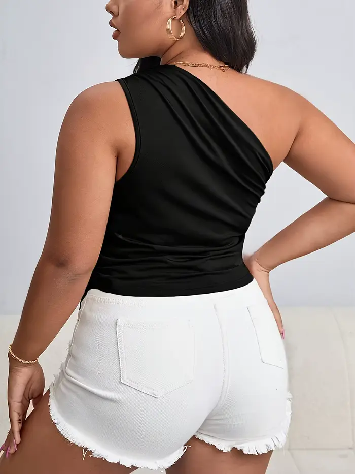 Débardeur asymétrique épaule dénudée pour femmes, grande taille, Sexy, épaules dénudées, élégant, ou