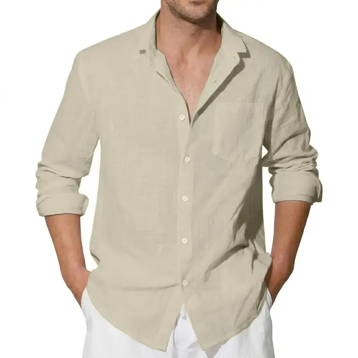 Chemises en coton à manches longues pour hommes