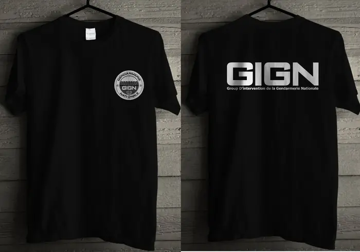 France Français Forces d'élite Spéciales Unité GIGN Raid BRI T-Shirt Manches Courtes Décontracté 100% Coton Chemises