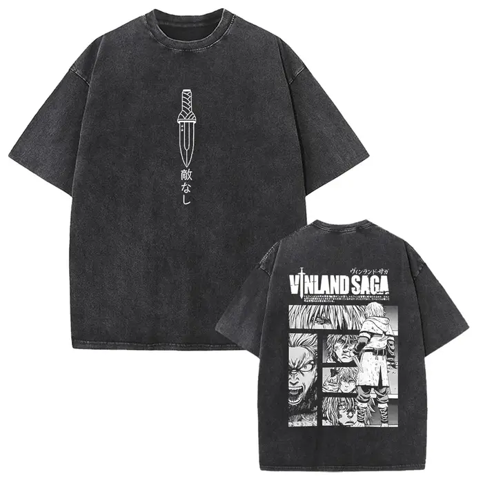 T-shirt imprimé manga Ice Sea War, coupe ample rétro, unisexe, 100% coton pur, manches courtes