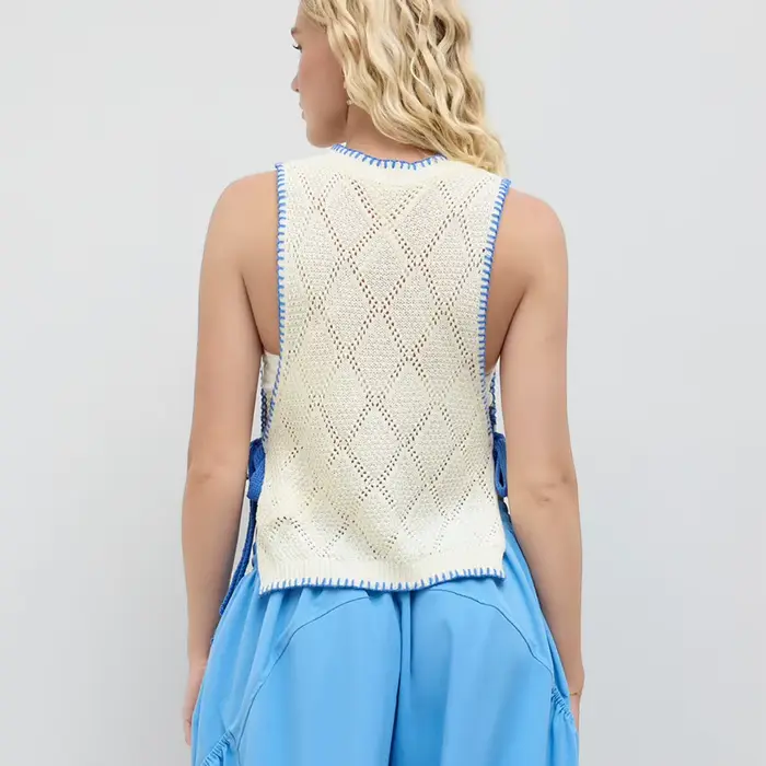 Femmes mignon graphique pull gilet Y2K léger sans manches tricot gilet hauts côtelé Crochet pull pull débardeur