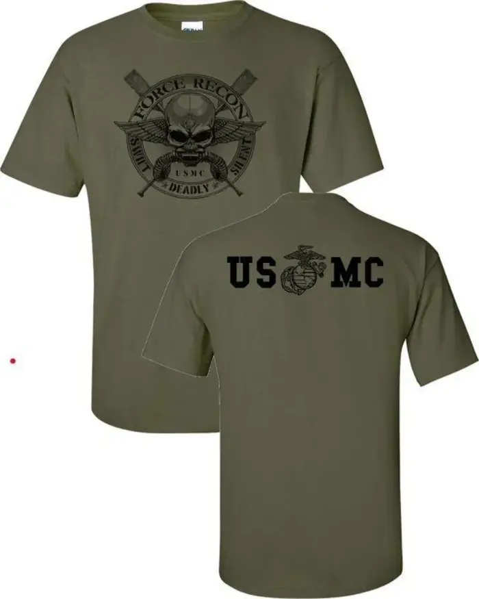 Hommes t-shirt à manches courtes décontracté coton col rond chemise d'été Marine Corps Force Recon Usmc surdimensionné