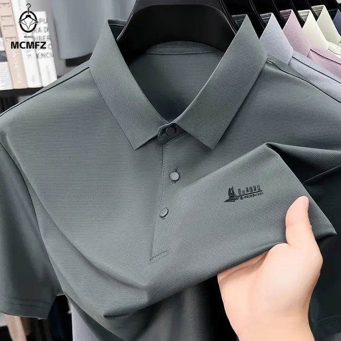 Polo décontracté pour hommes, t-shirt à manches courtes, hauts élastiques pour le travail, le bureau, la tenue quotidienne, chemisier d'été respirant