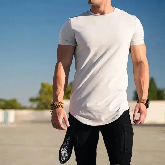 T-shirt de Fitness musculaire été hommes athloisir entraînement à manches courtes