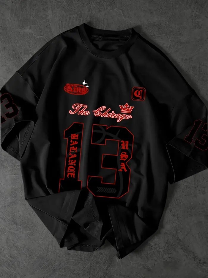 T-shirt pour homme, style maillot de basket Chicago 13, imprimé multi-positions, streetwear sport vi
