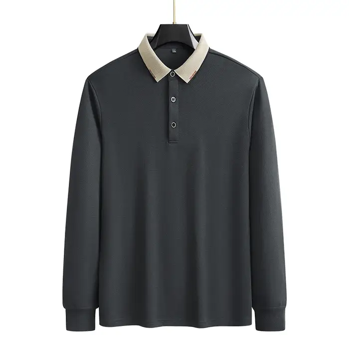 POLO à manches longues pour hommes, grande taille, sport et loisirs, printemps et automne, ample, Pl