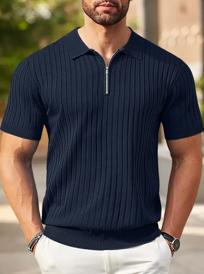 Polo en tricot côtelé pour homme